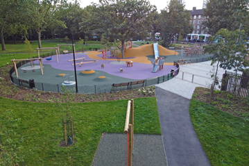 Ariel view of Dickens' Fields play area